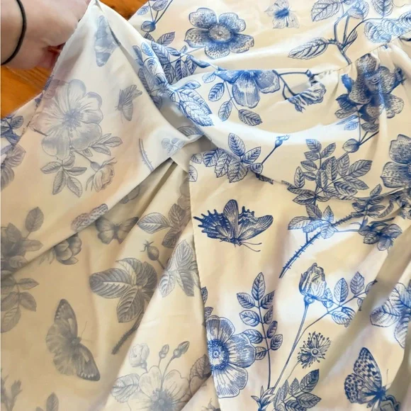 Milk &Honey womens blue toile floral high low skirt#ruffle#cottagecore#pullon - Picture 4 of 8